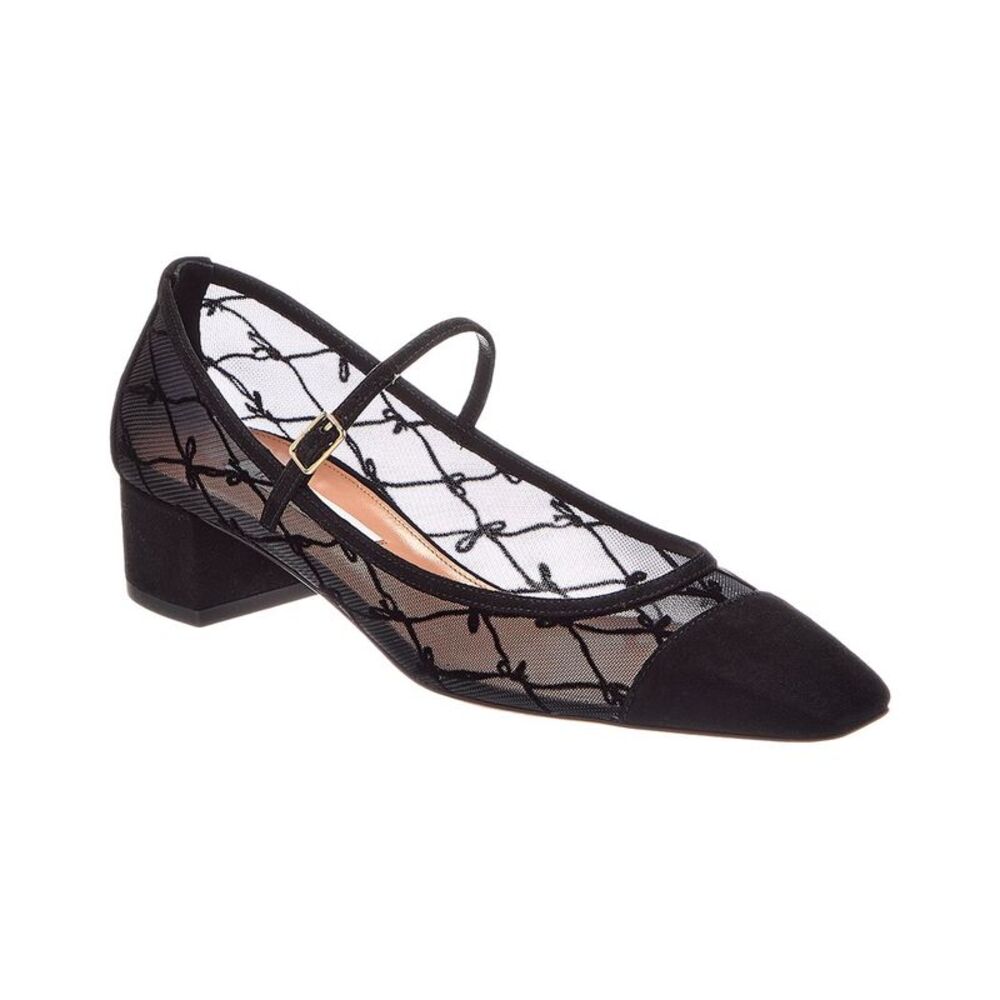 Aquazzura Mesh & Suede 40 Pump, Black